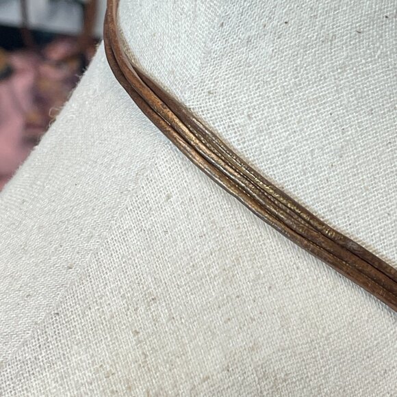 Vintage Fairy Core Green Brown Blue Glass Spiral Corded Pendant Necklace Choker - Picture 7 of 10